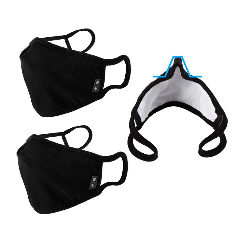 WITHMOONS Cloth Face Mask Washable Reusable 3 Ply Mouth Shield Breathable with Nose Wire 3PACK EU0304 - Image 1